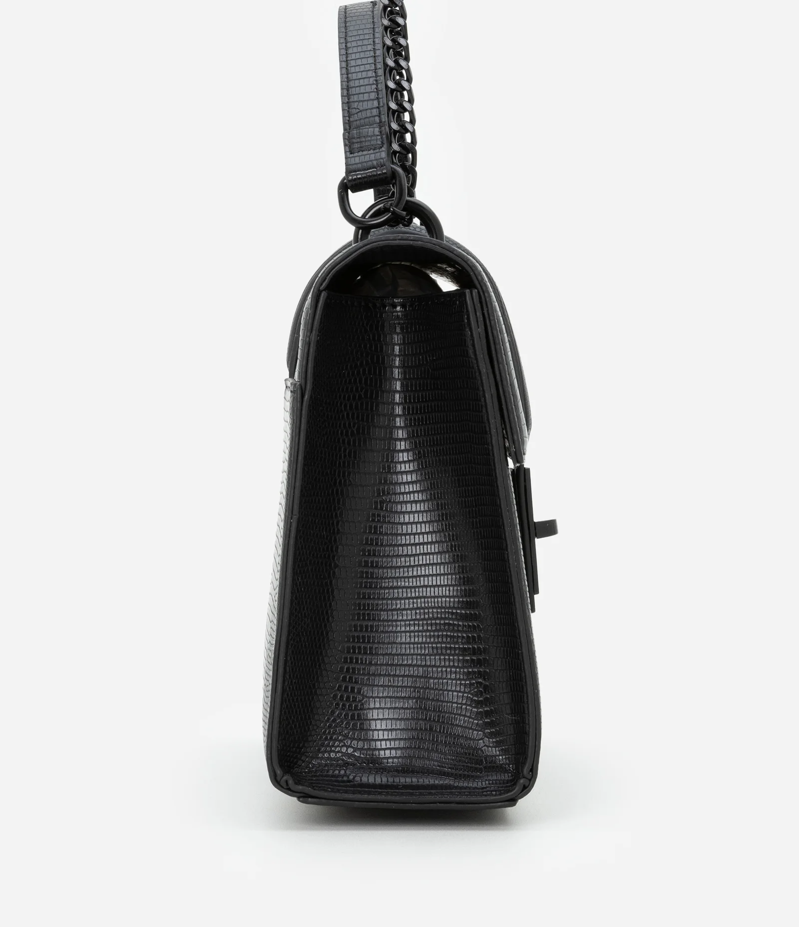 Bolsa Envelope Média em PU com Alça Dupla e Texturas Preto 2