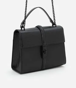 Bolsa Envelope Média em PU com Alça Dupla e Texturas