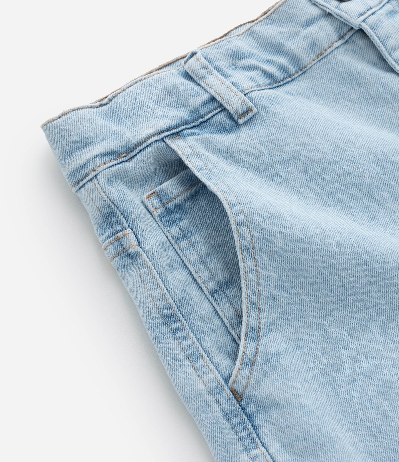 Calça Baggy Infantil Jeans com Bolso Cargo - Tam 7 a 14 Anos Azul 4