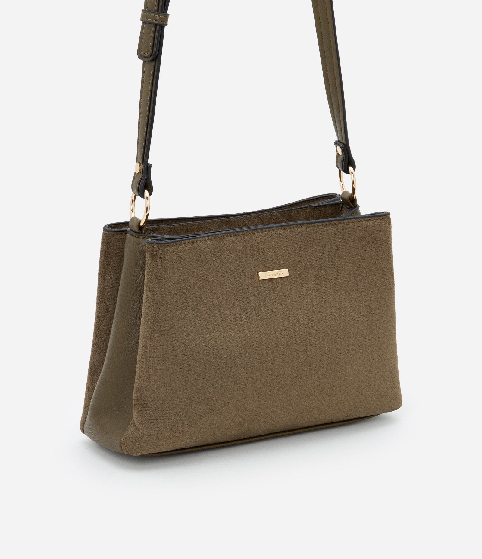 Bolsa Pequena em PU com Alça Regulável Verde Militar 2