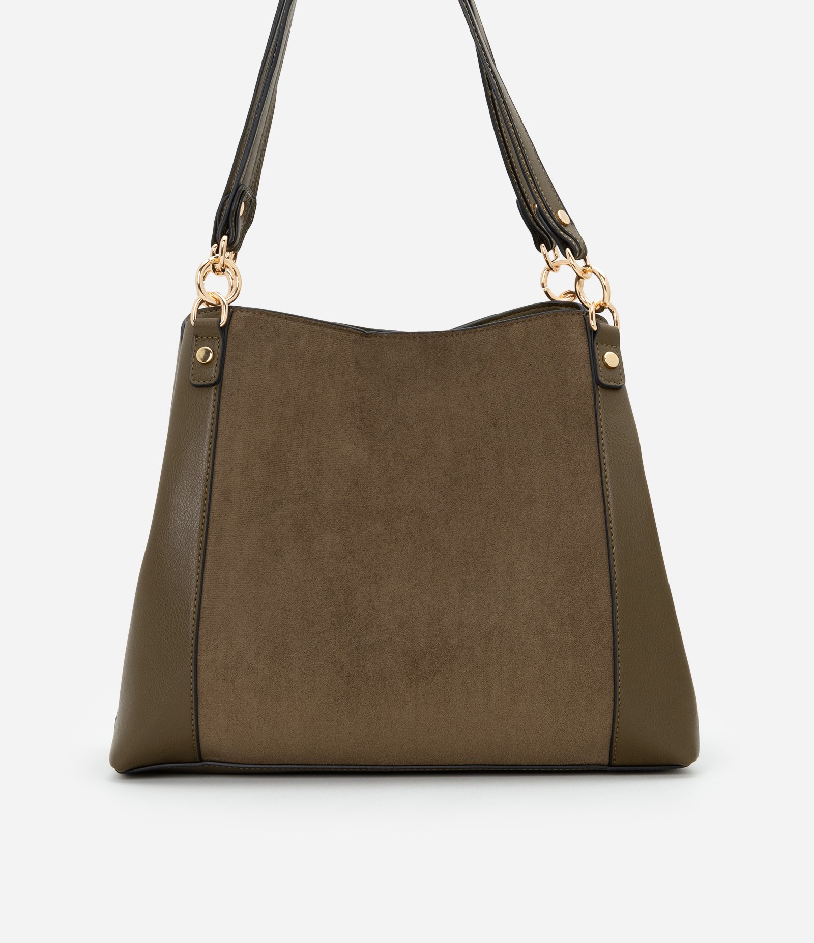 Bolsa Grande em PU com Alças Médias e Recortes Verde 3