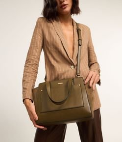Bolsa Média Efeito Camurça com Alça Longa Removível