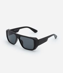 Óculos Quadrado em Material Fosco com Lateral Larga Detalhada