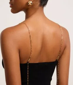 Blusa em Tricô com Alças de Corrente