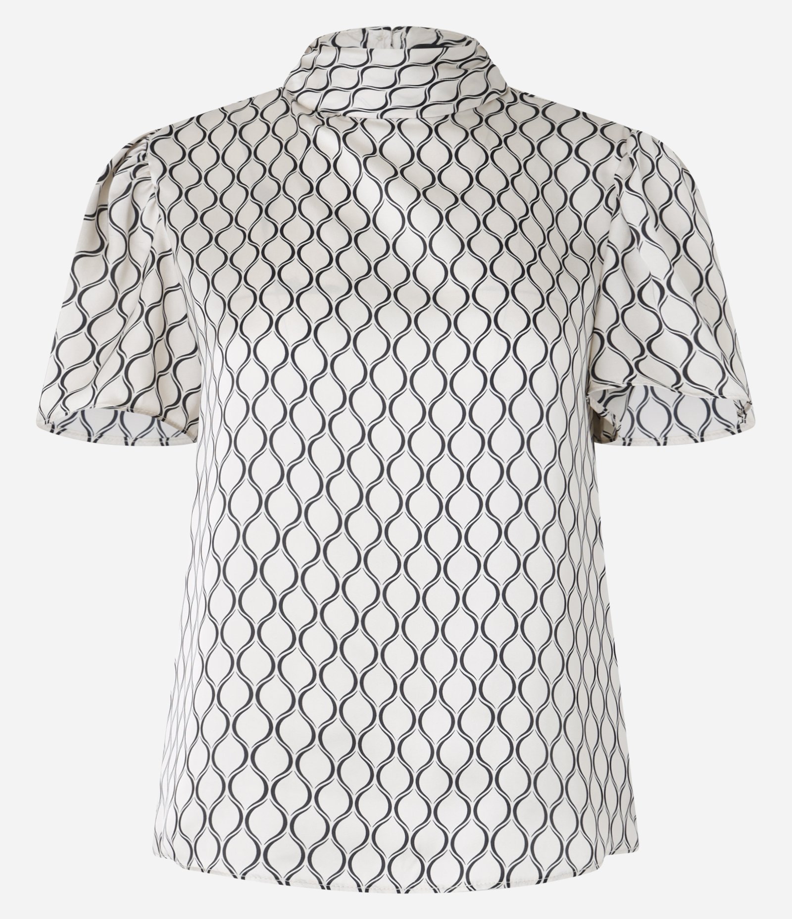 Blusa Acetinada com Gola Alta e Estampa Geométrica 6