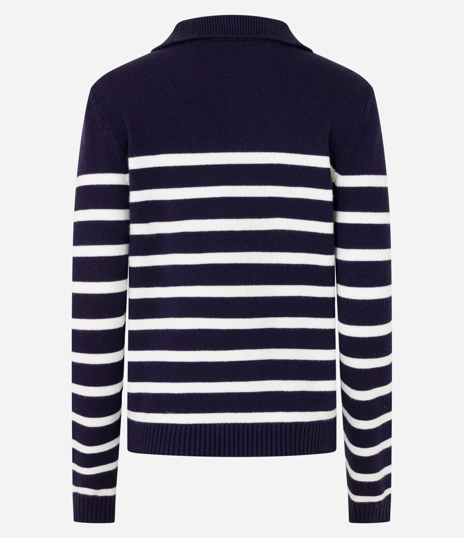 Suéter em Tricô com Listras e Zíper na Gola Azul 7