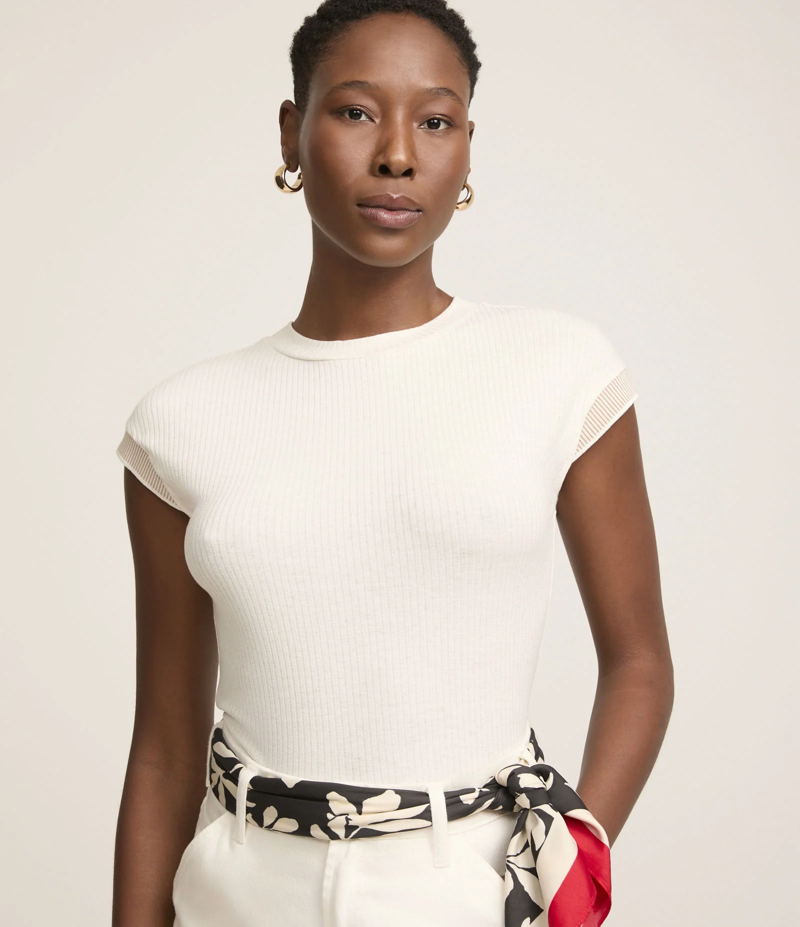 Blusa Canelada com Detalhes nas Mangas Branco 1