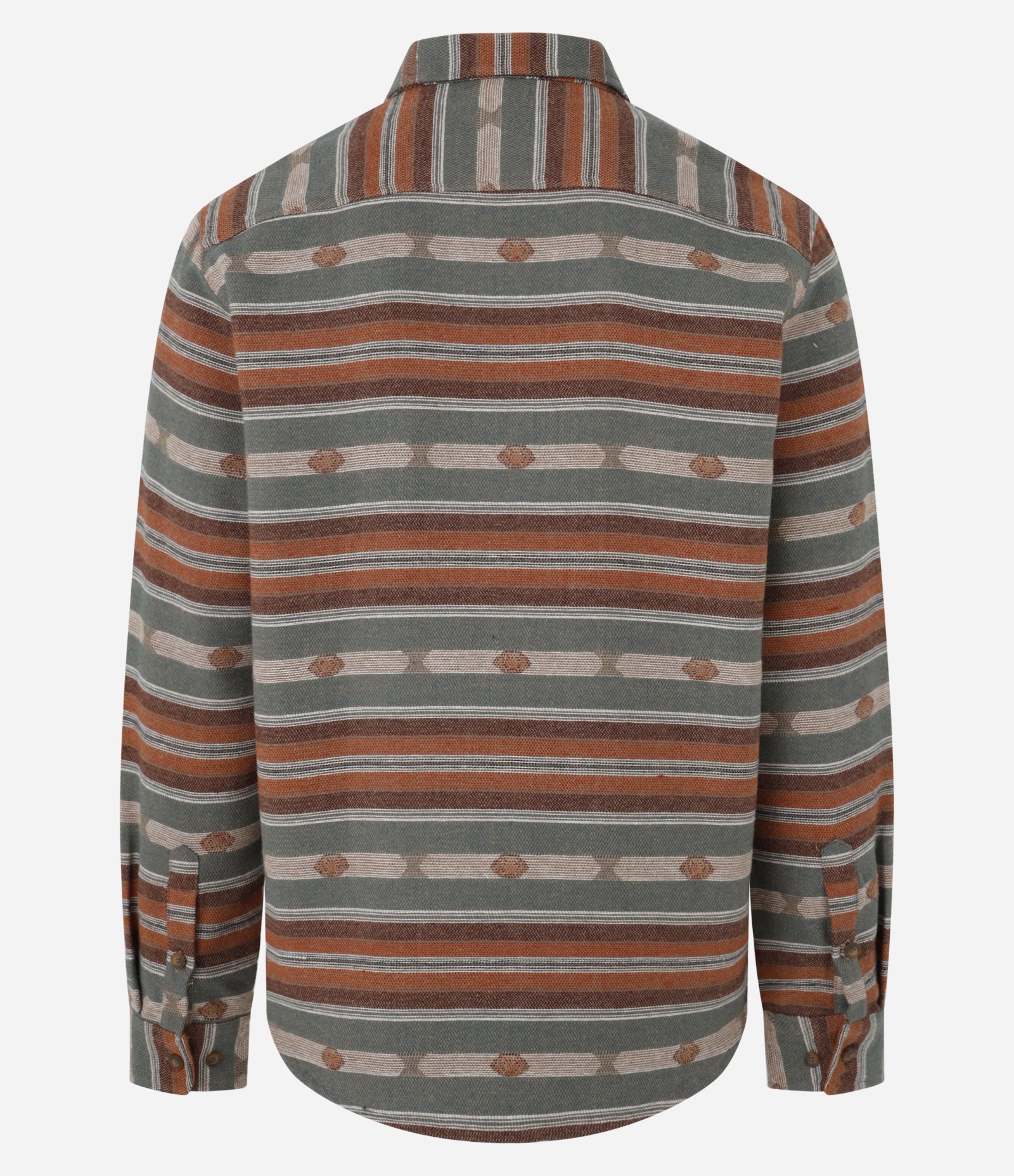 Camisa Comfort com Jacquard e Estampa Étnica Verde/Laranja/Bege 7