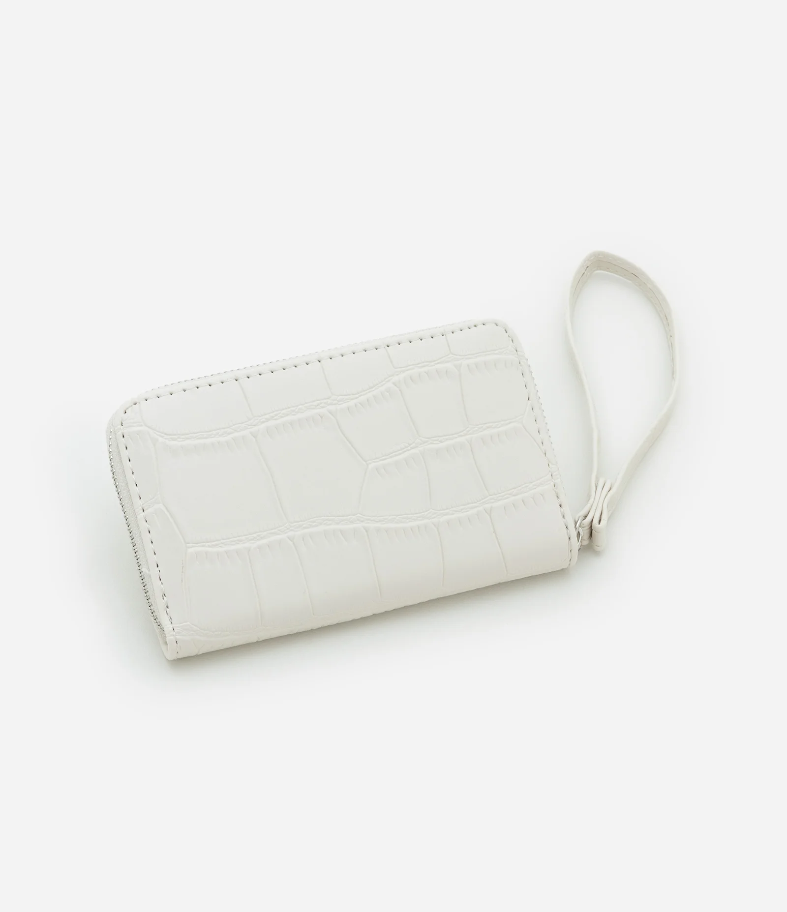 Carteira Pequena em PU com Texturas na Superfície Off White 2