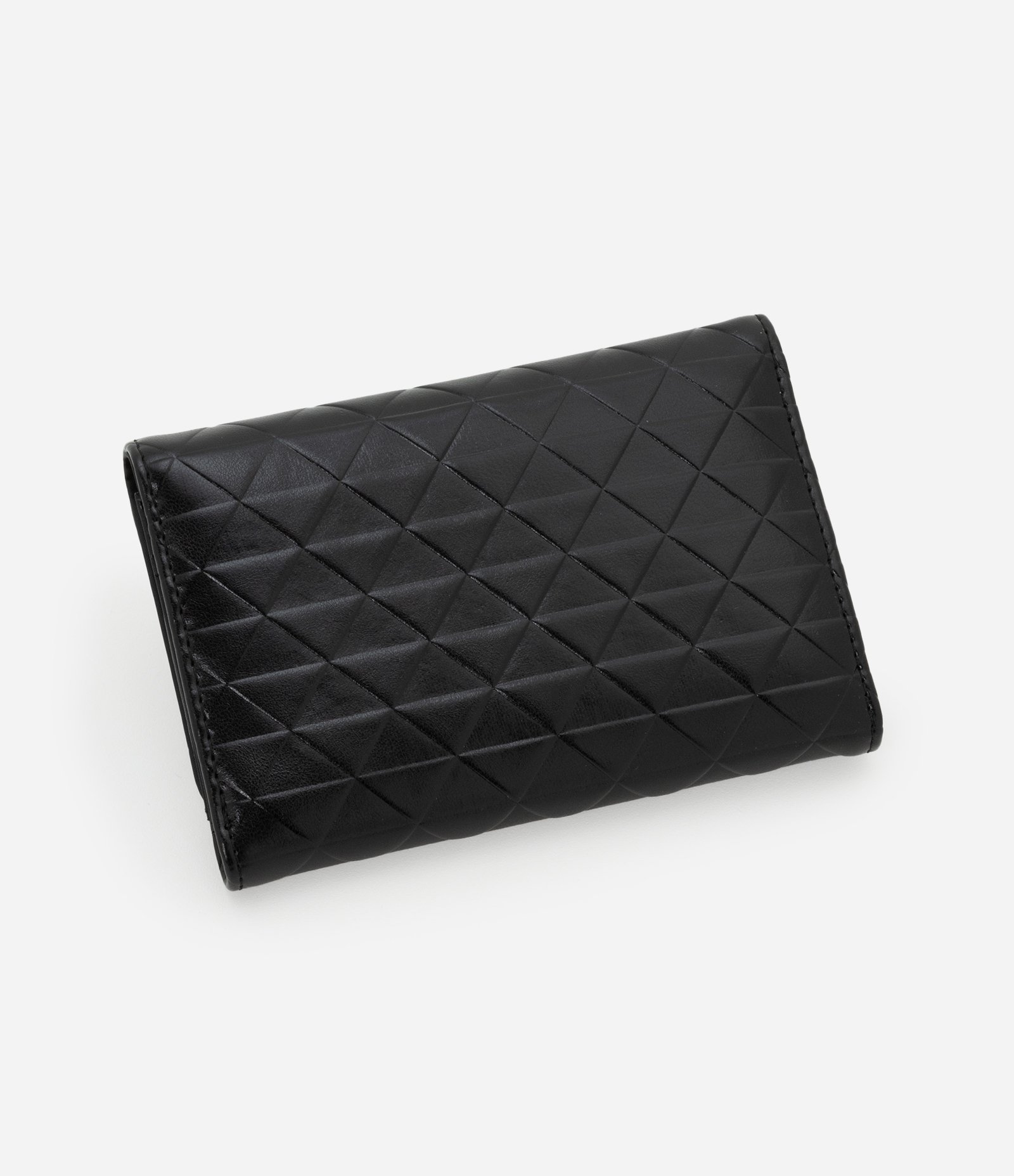 Carteira Média em PU com Textura de Triangulos Preto 2