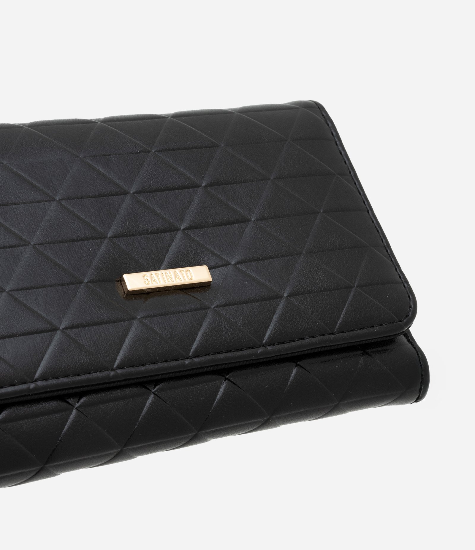 Carteira Média em PU com Textura de Triangulos Preto 4