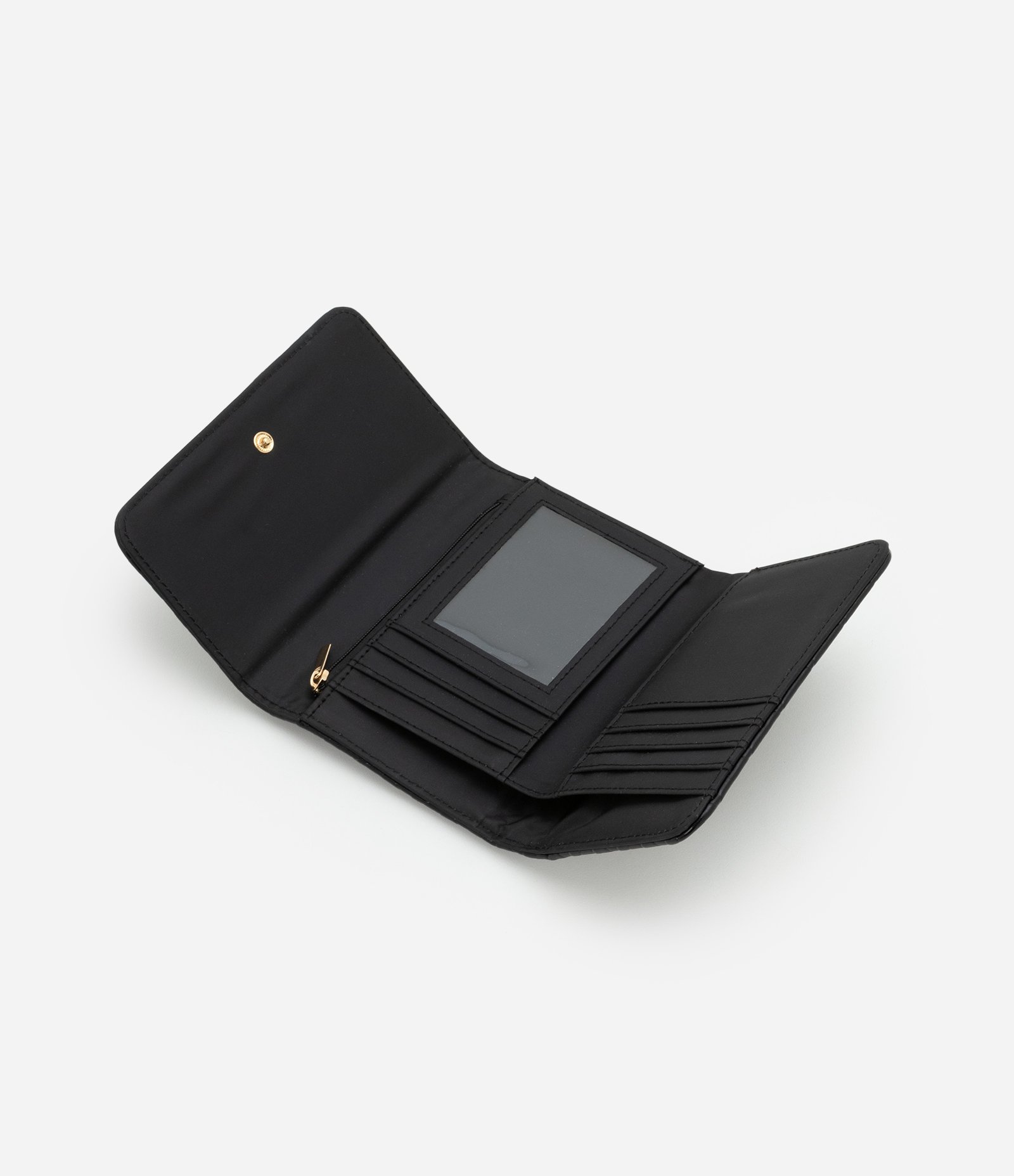 Carteira Média em PU com Textura de Triangulos Preto 5