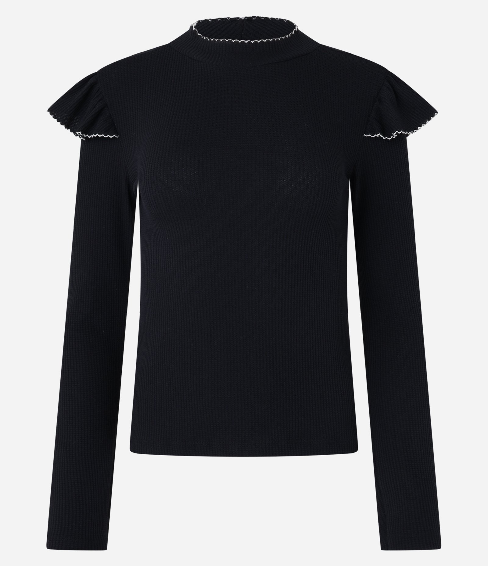 Blusa Manga Longa Texturizada Com Babadinhos Preto 5