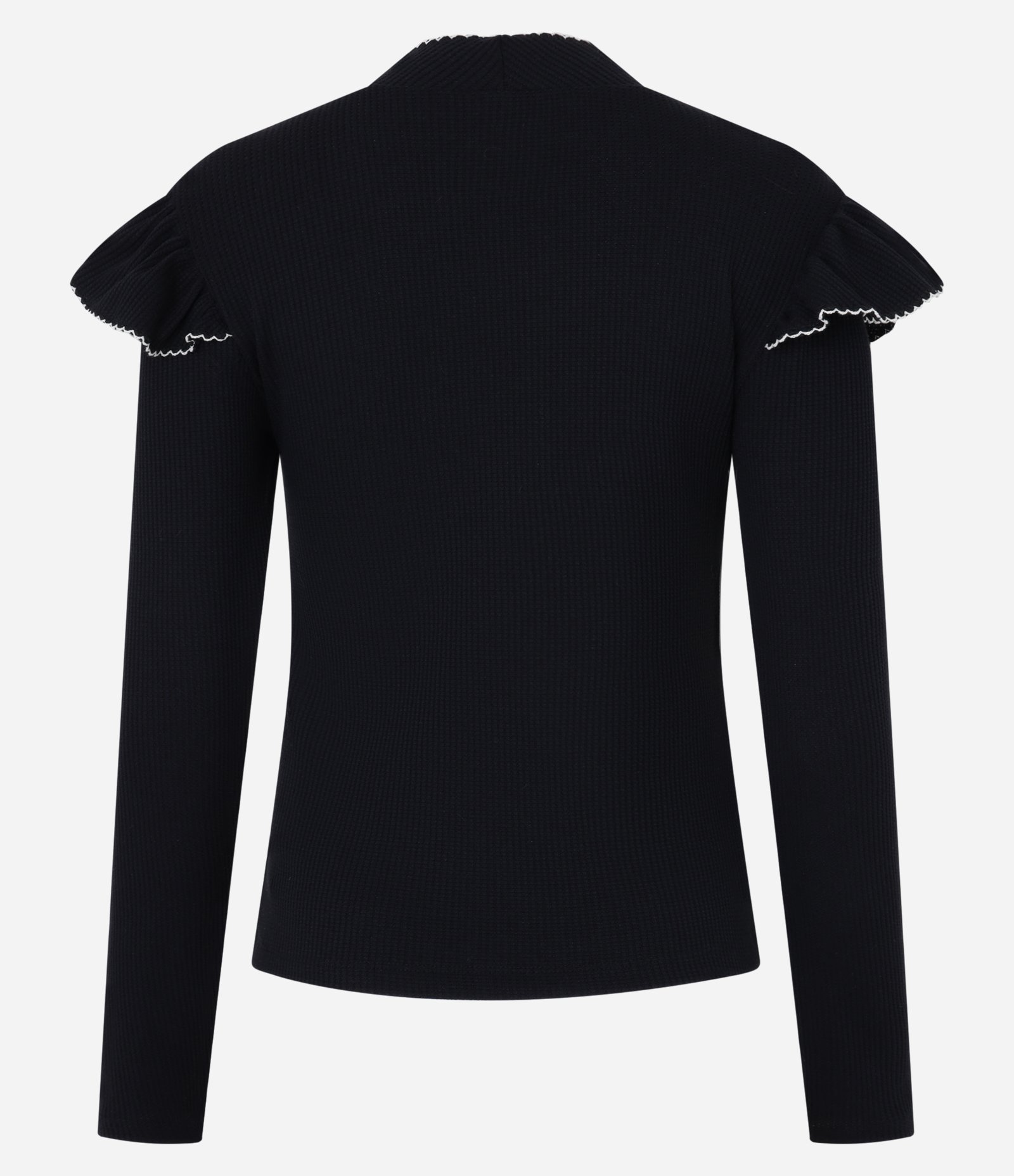 Blusa Manga Longa Texturizada Com Babadinhos Preto 7