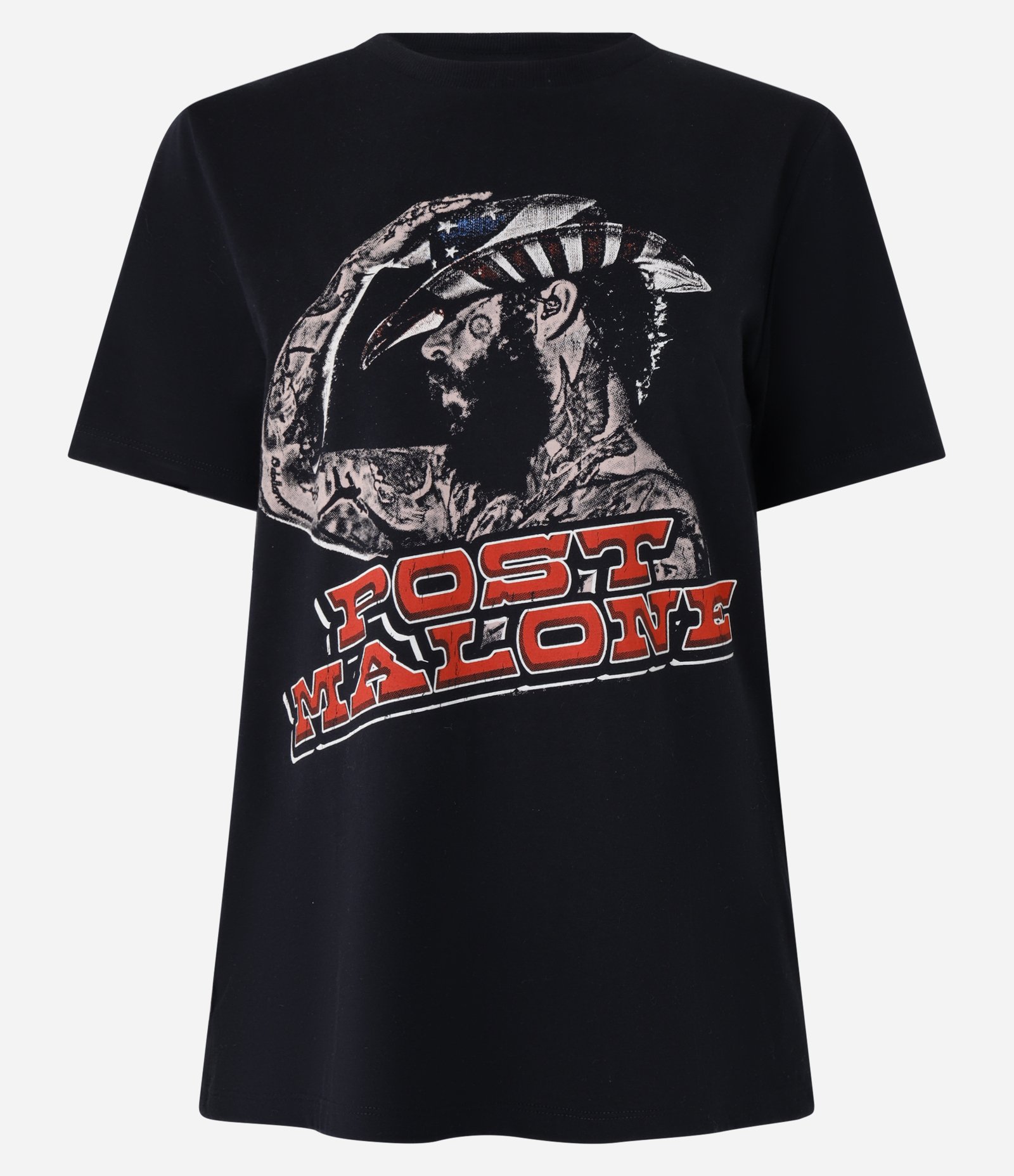 Camiseta Alongada em Algodão com Estampa Post Malone Preto 4