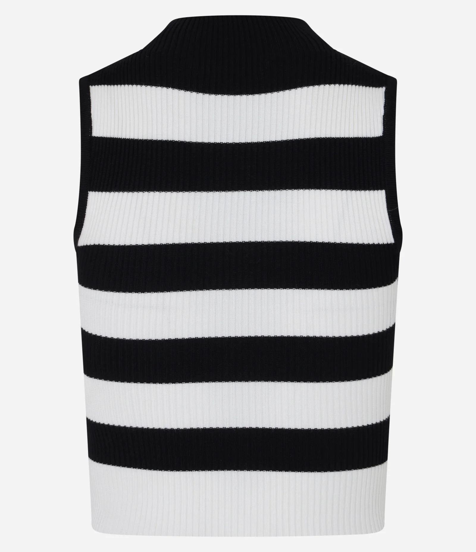 Blusa Bicolor em Tricô Canelado com Listras e Gola Alta Preto/Branco 7