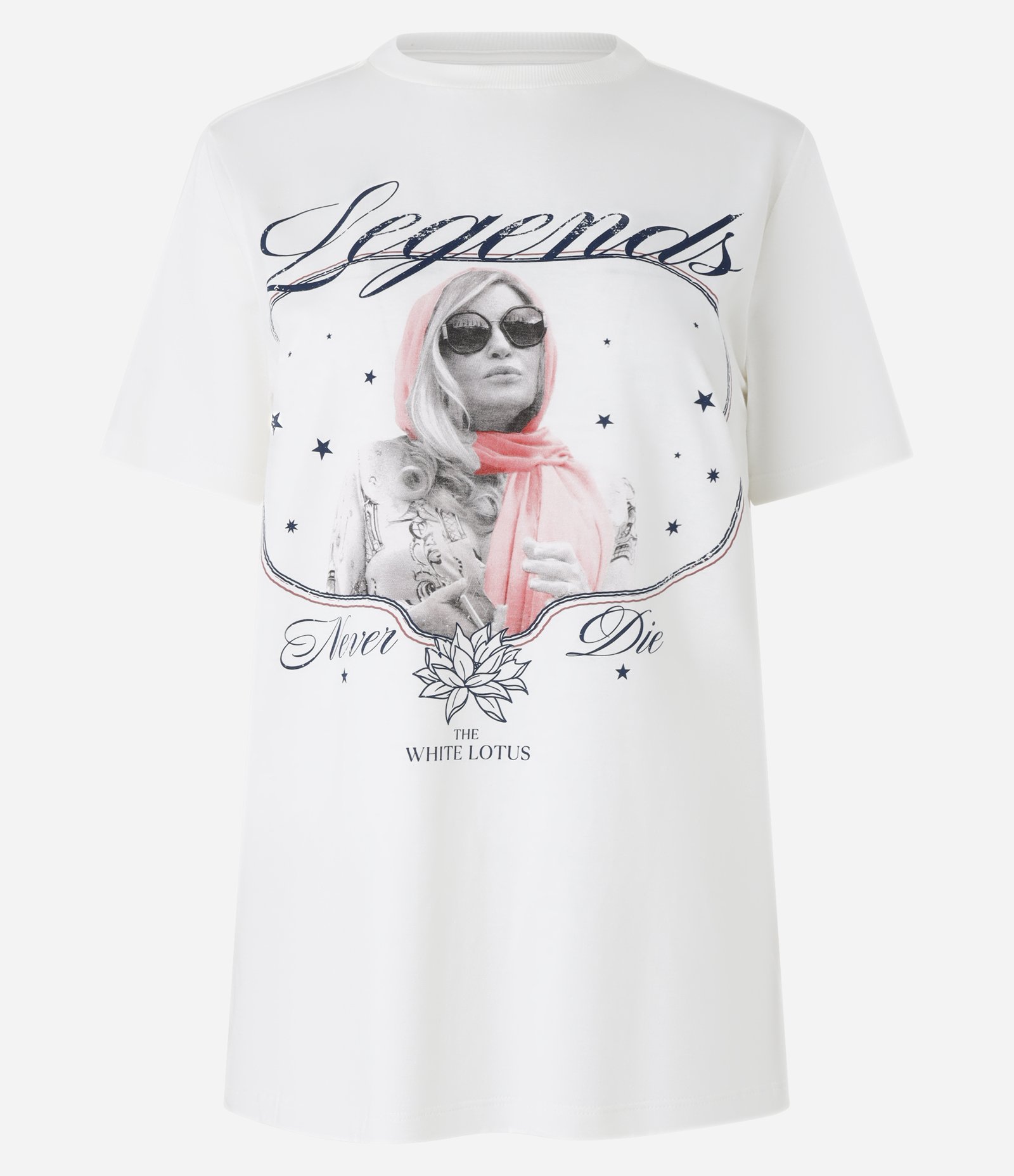 Camiseta T-shirt em Algodão com Estampa The White Lotus Branco 4