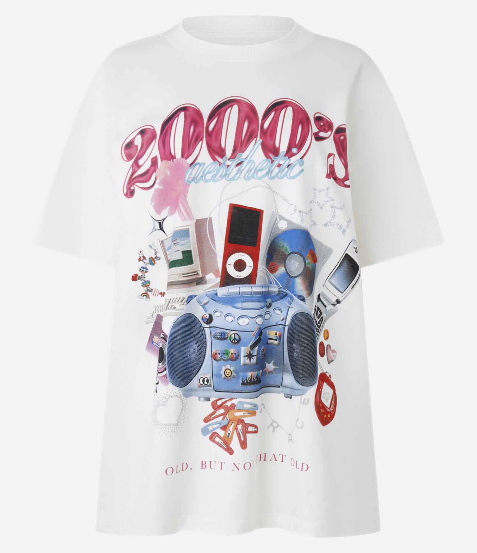 Camiseta Oversized em Algodão com Estampa Rádio Anos 2000 Branco 4