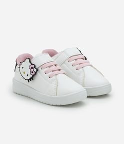 Tênis Infantil com Velcro e Patch da Hello Kitty - Tam 20 a 27