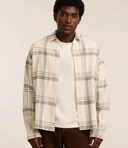 Camisa Relaxed em Flanela com Estampa Xadrez Texturizada