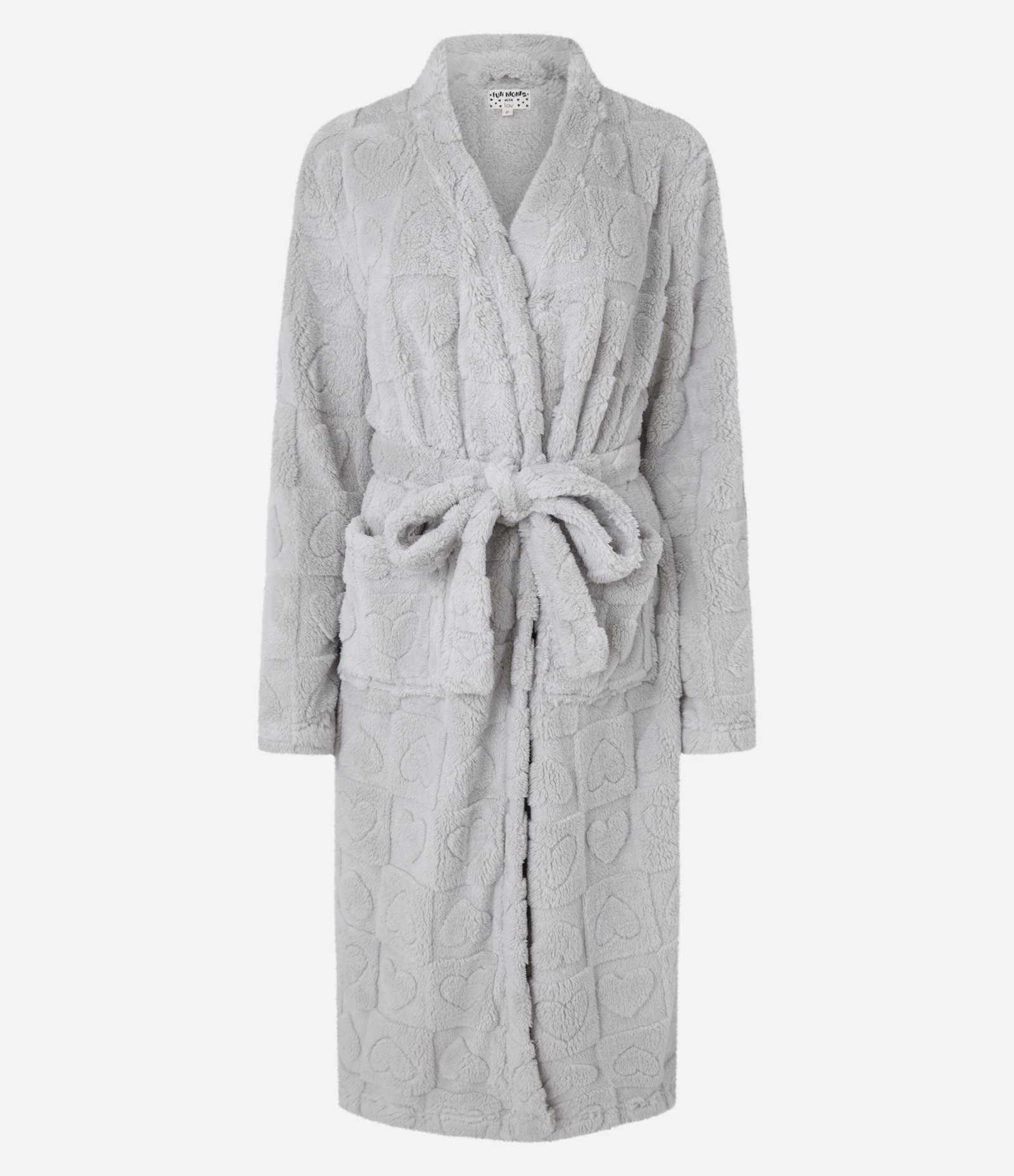 Robe em Fleece com Amarração e Coração Embossed Cinza 5