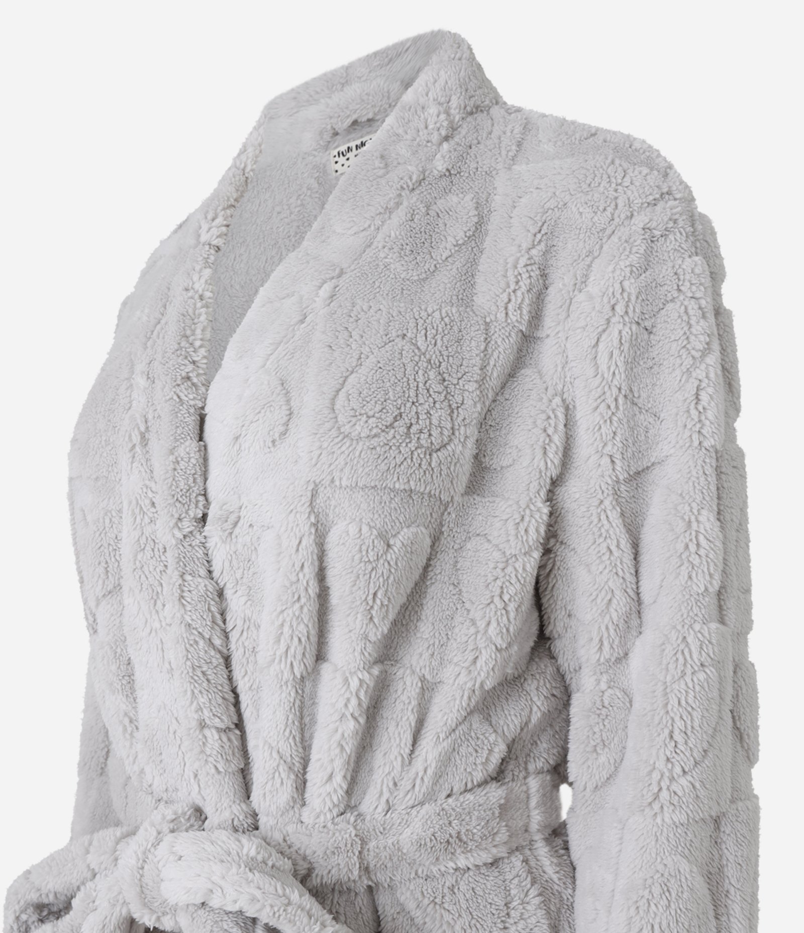 Robe em Fleece com Amarração e Coração Embossed Cinza 6