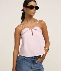 Blusa Alça Fina Decote com Pala e Abertura