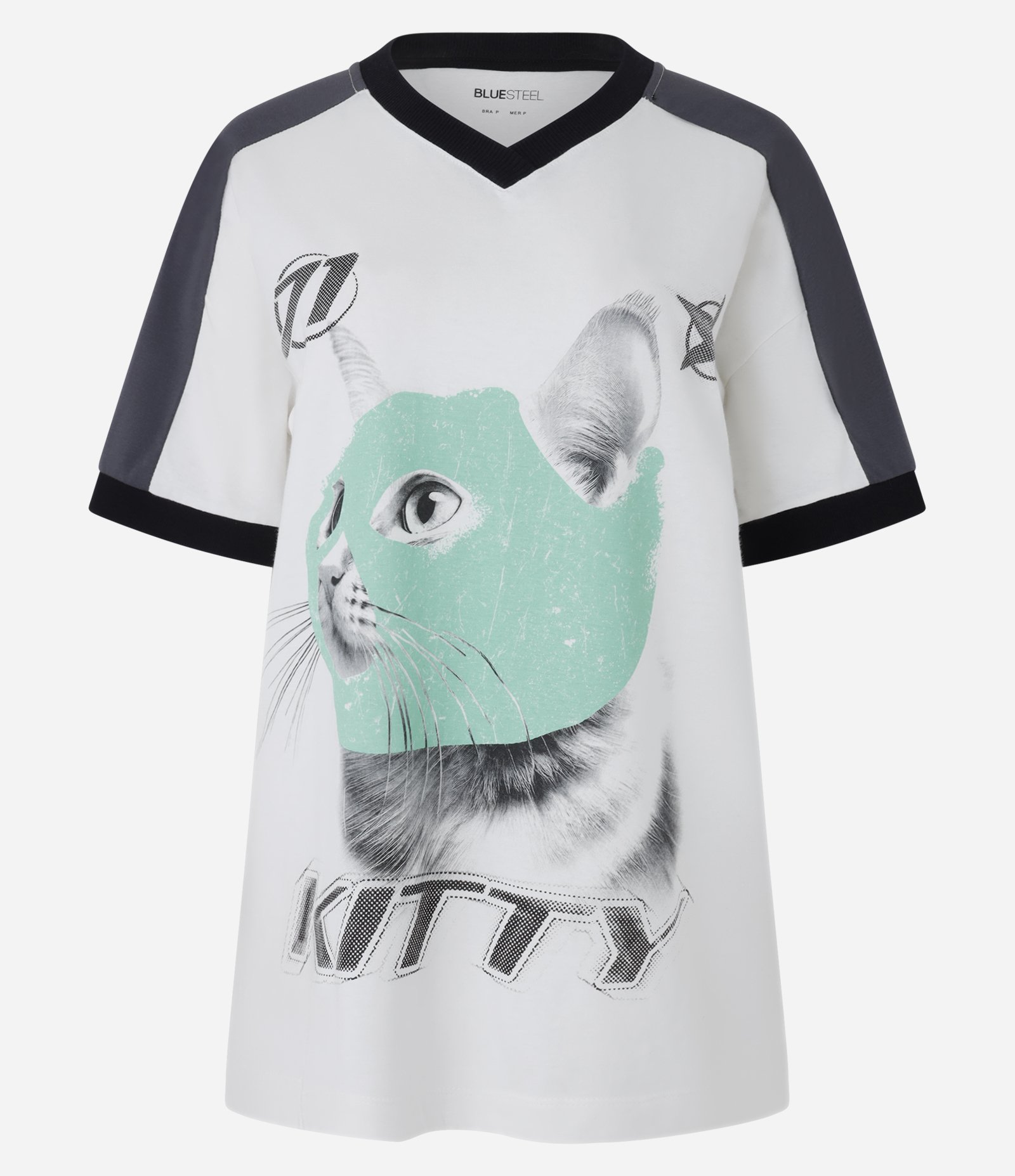 Camiseta T-shirt em Algodão com Estampa Kitty Branco 4