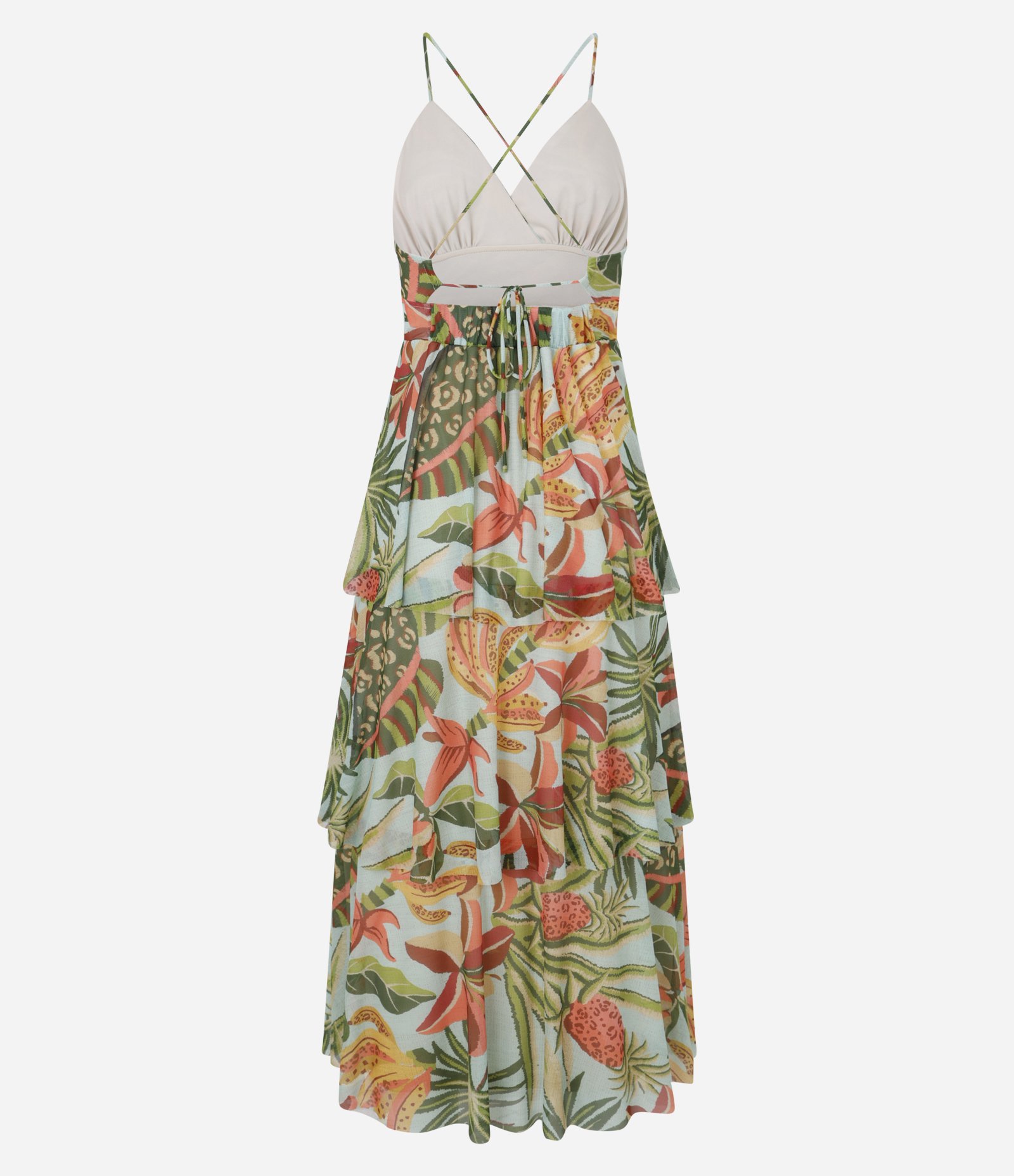 Vestido Midi de Alça em Estampa Folhagem Tropical Verde 6