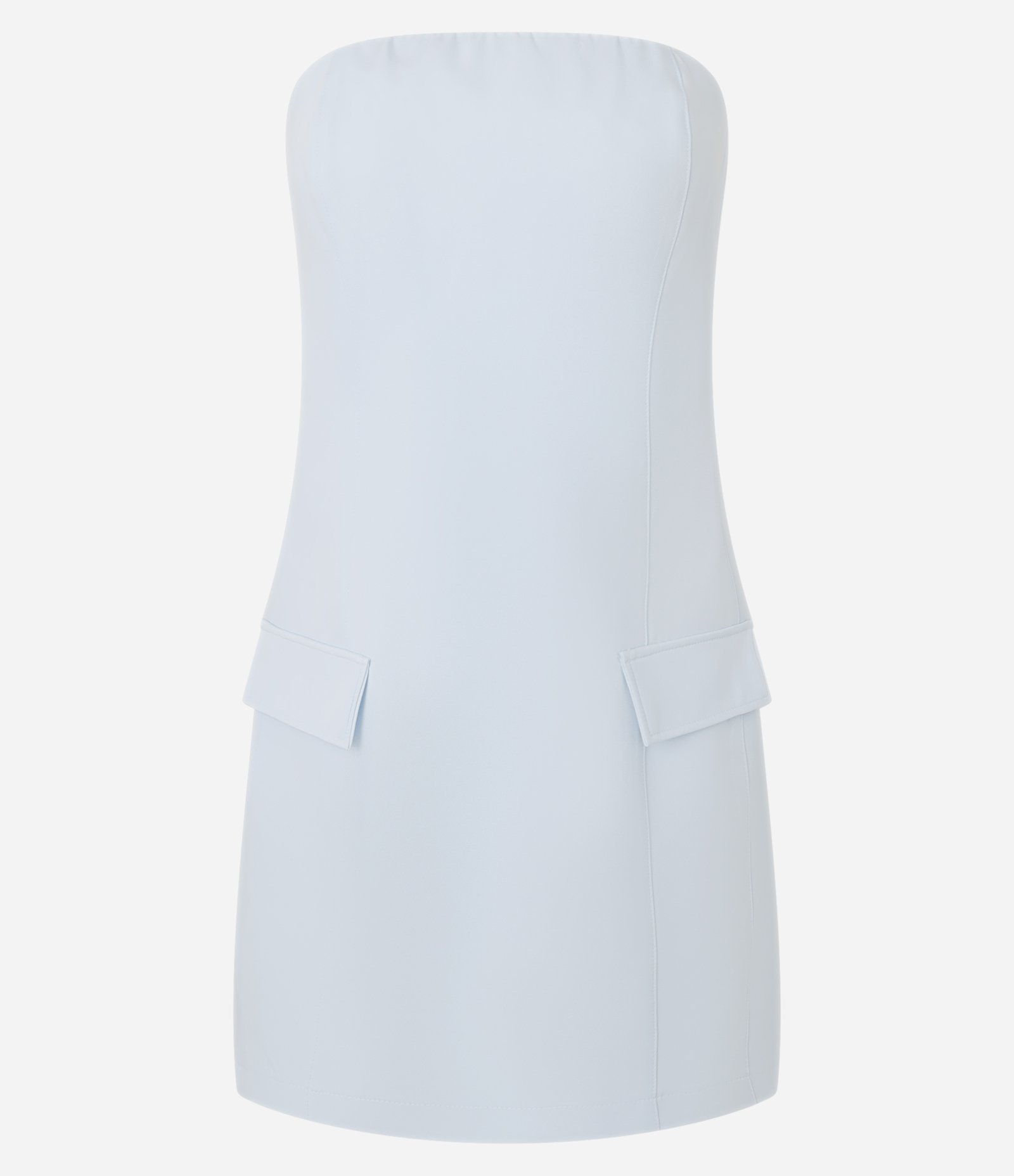 Vestido Curto em Crepe sem Alças com Lapelas Frontais Azul 5