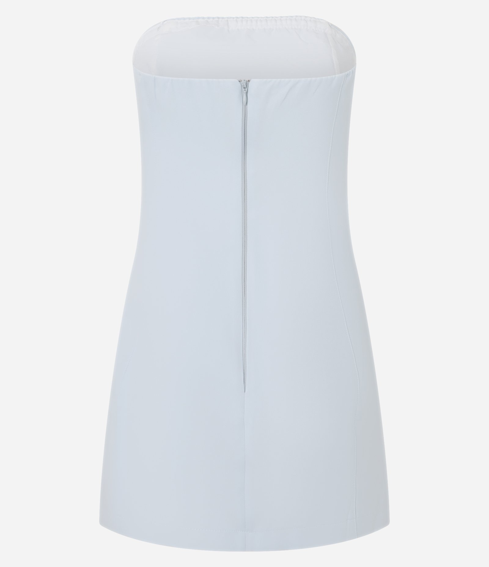 Vestido Curto em Crepe sem Alças com Lapelas Frontais Azul 6