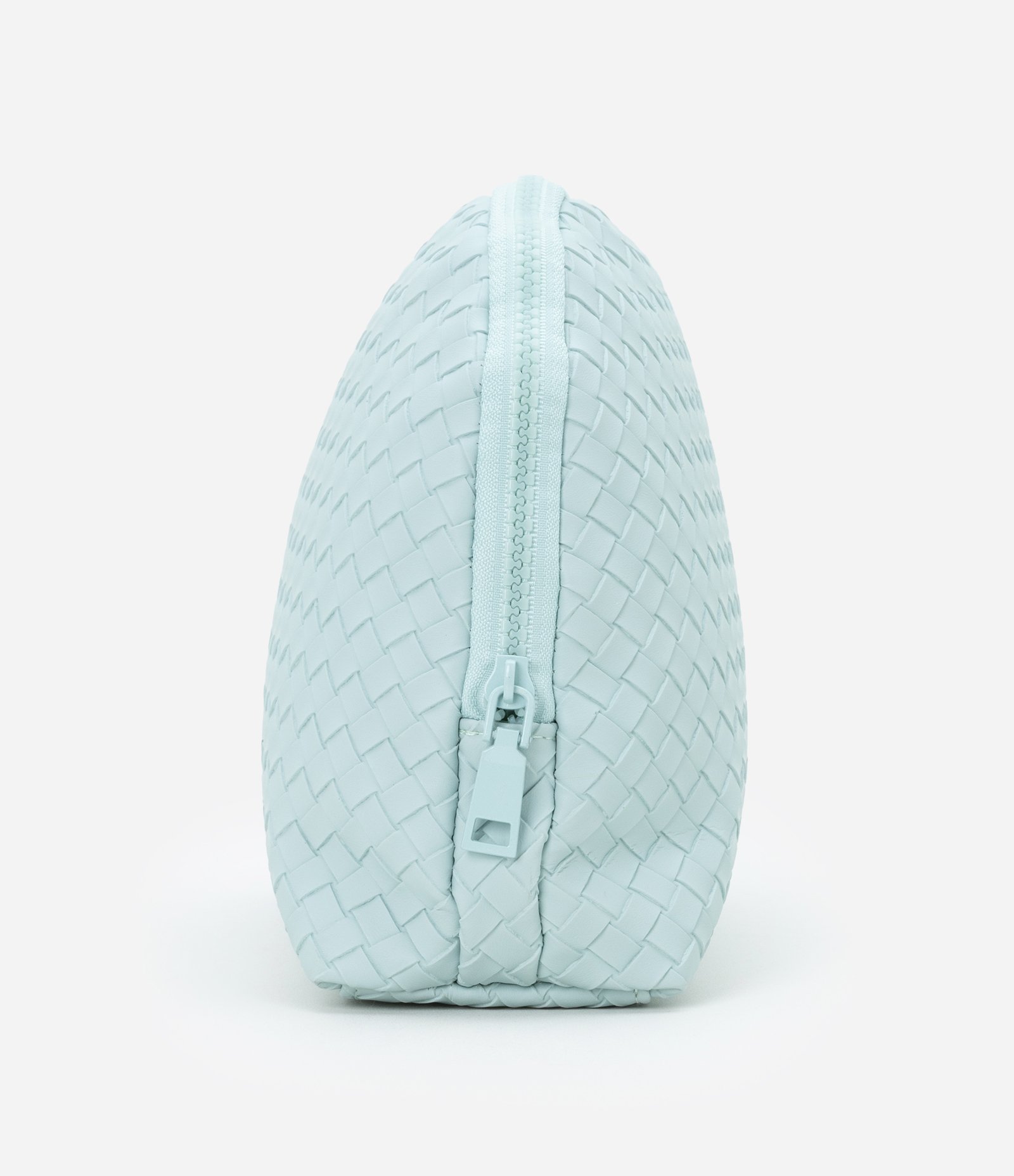 Nécessaire Trapézio em Pu com Textura Trançada Azul 2