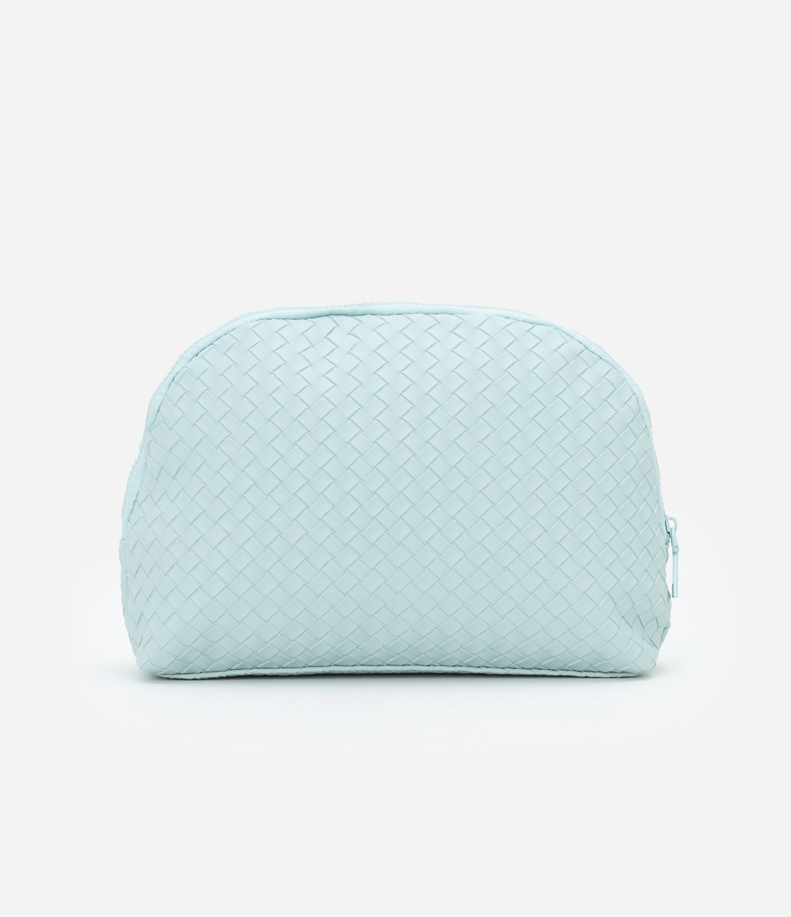 Nécessaire Trapézio em Pu com Textura Trançada Azul 3