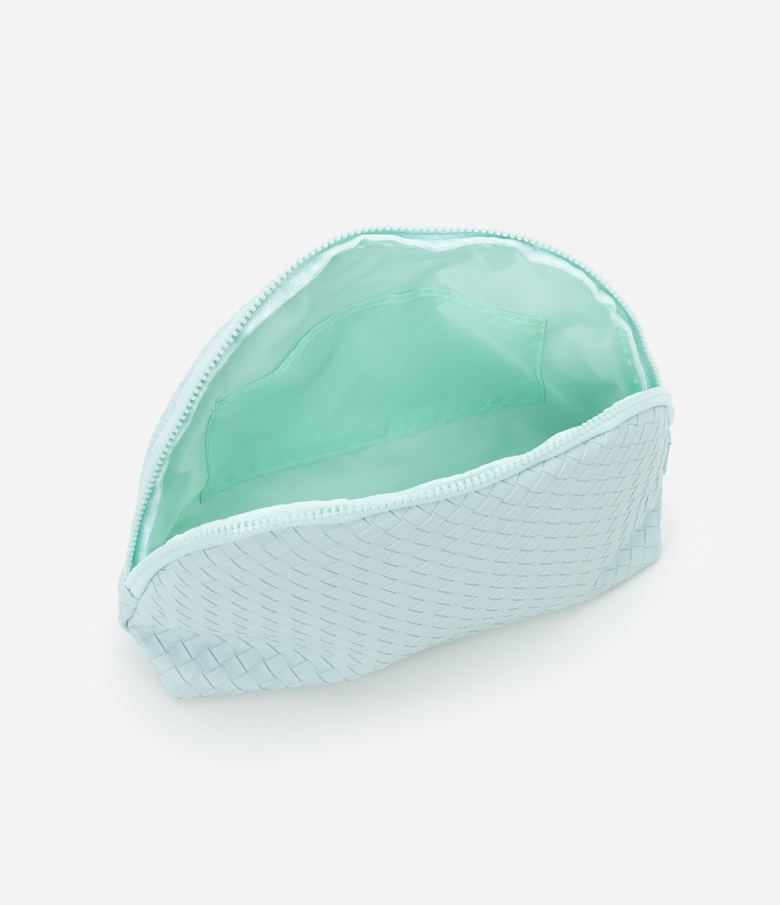 Nécessaire Trapézio em Pu com Textura Trançada Azul 4