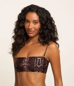 Biquíni Top Bandeau Microfibra com Estampa de Cobra