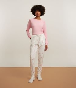 Pijama Longo em Plush com Estampa Gatinhos Lovely