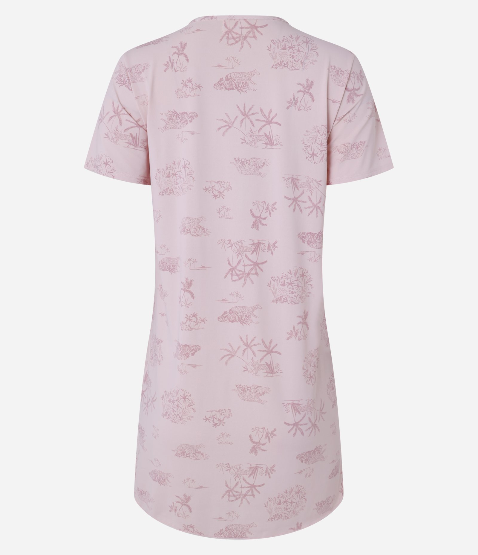 Camisola Curta em Poliamida com Detalhe Rendado e Estampa Coqueiros Rosa 6