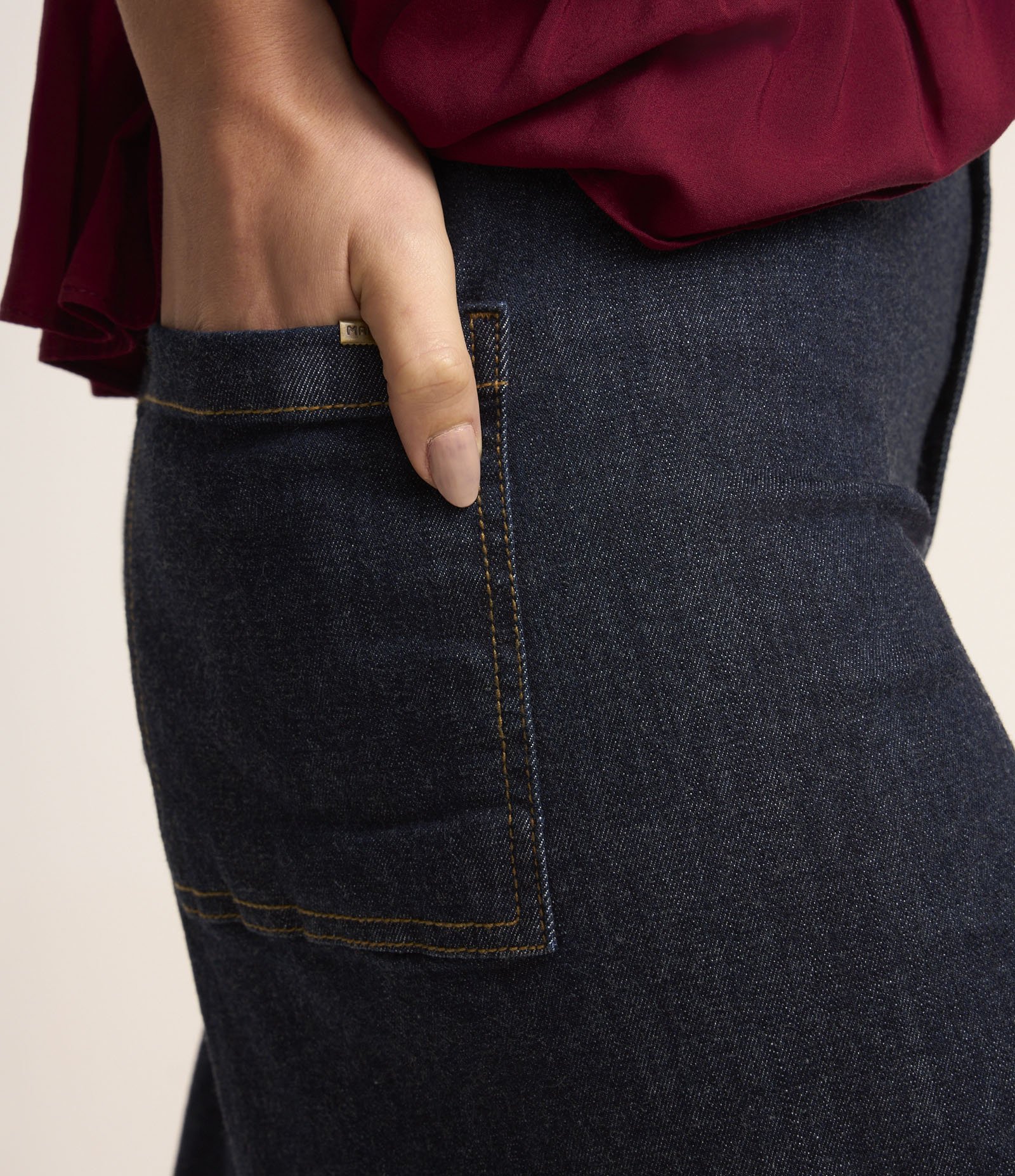 Calça Wide Leg em Jeans com Elastano Azul Escuro 5