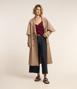 Calça Wide Leg em Jeans com Elastano