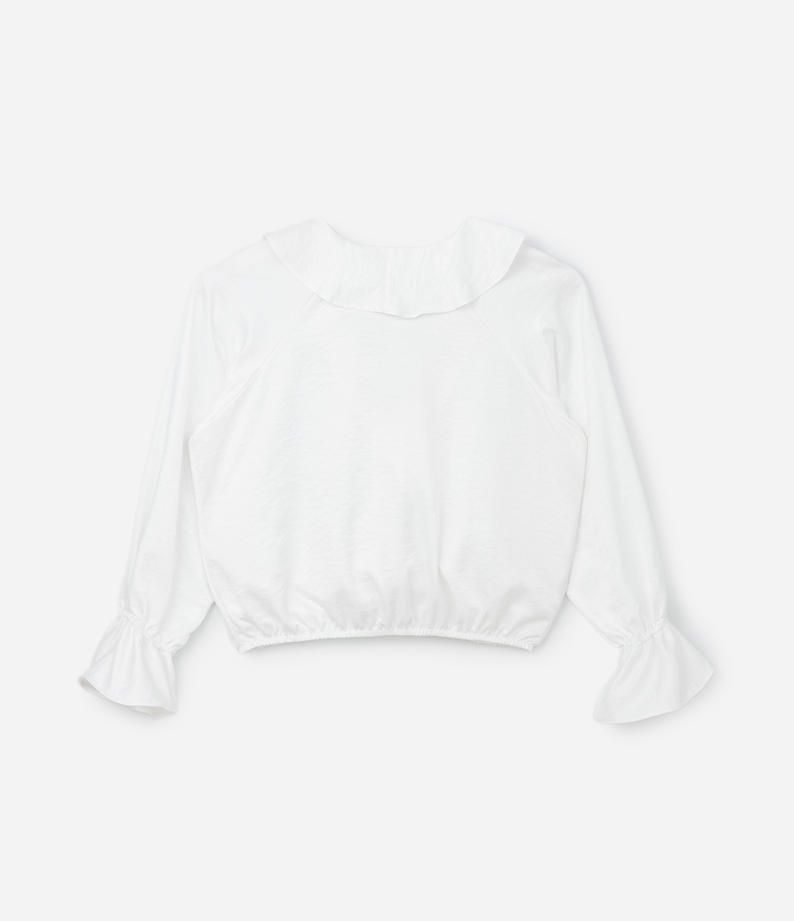 Blusa Transpassada Cetim com Babado Jabô Curve e Plus Size Branco 5