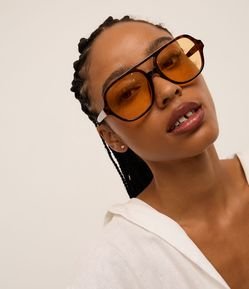 Óculos Aviador com Ponte Dupla e Lente Clear