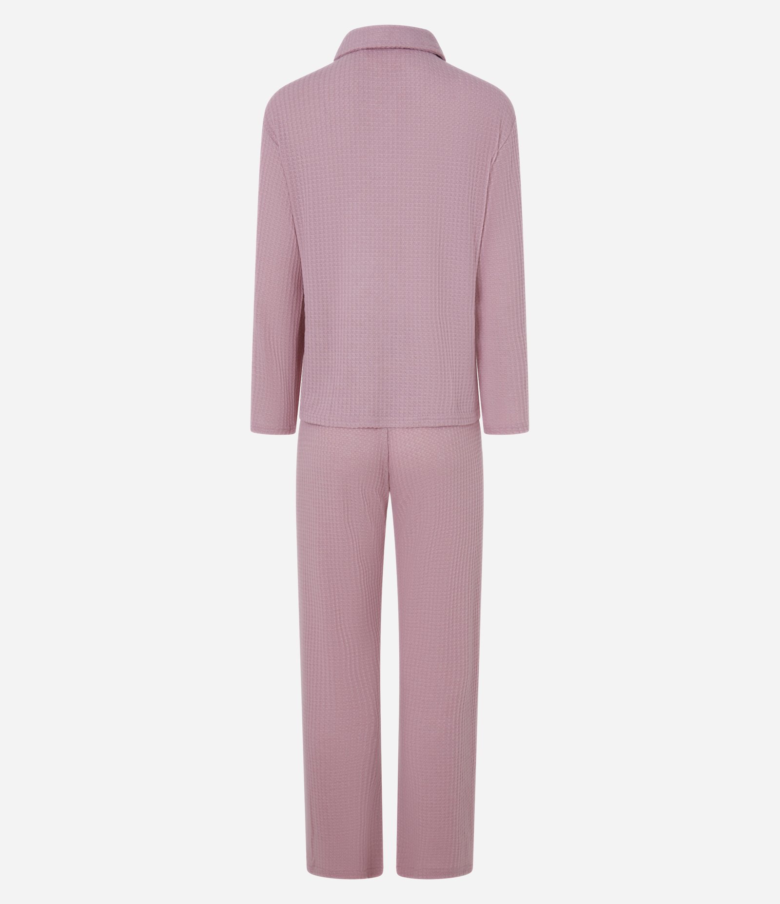 Pijama Longo em Malha Texturizada com Gola Polo Rosa 7