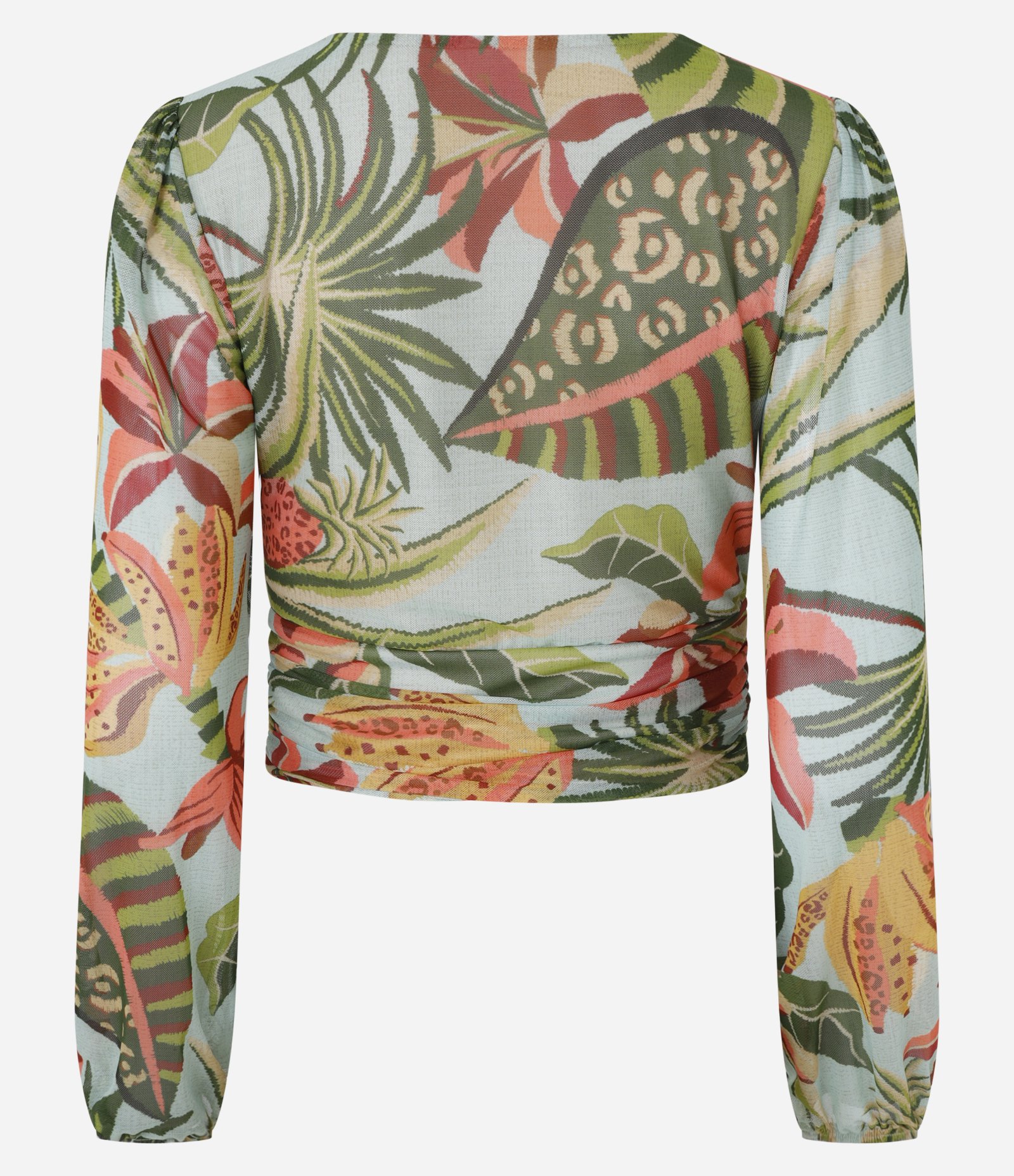 Blusa Cropped com Decote em V e Estampa Natureza Multicores 6