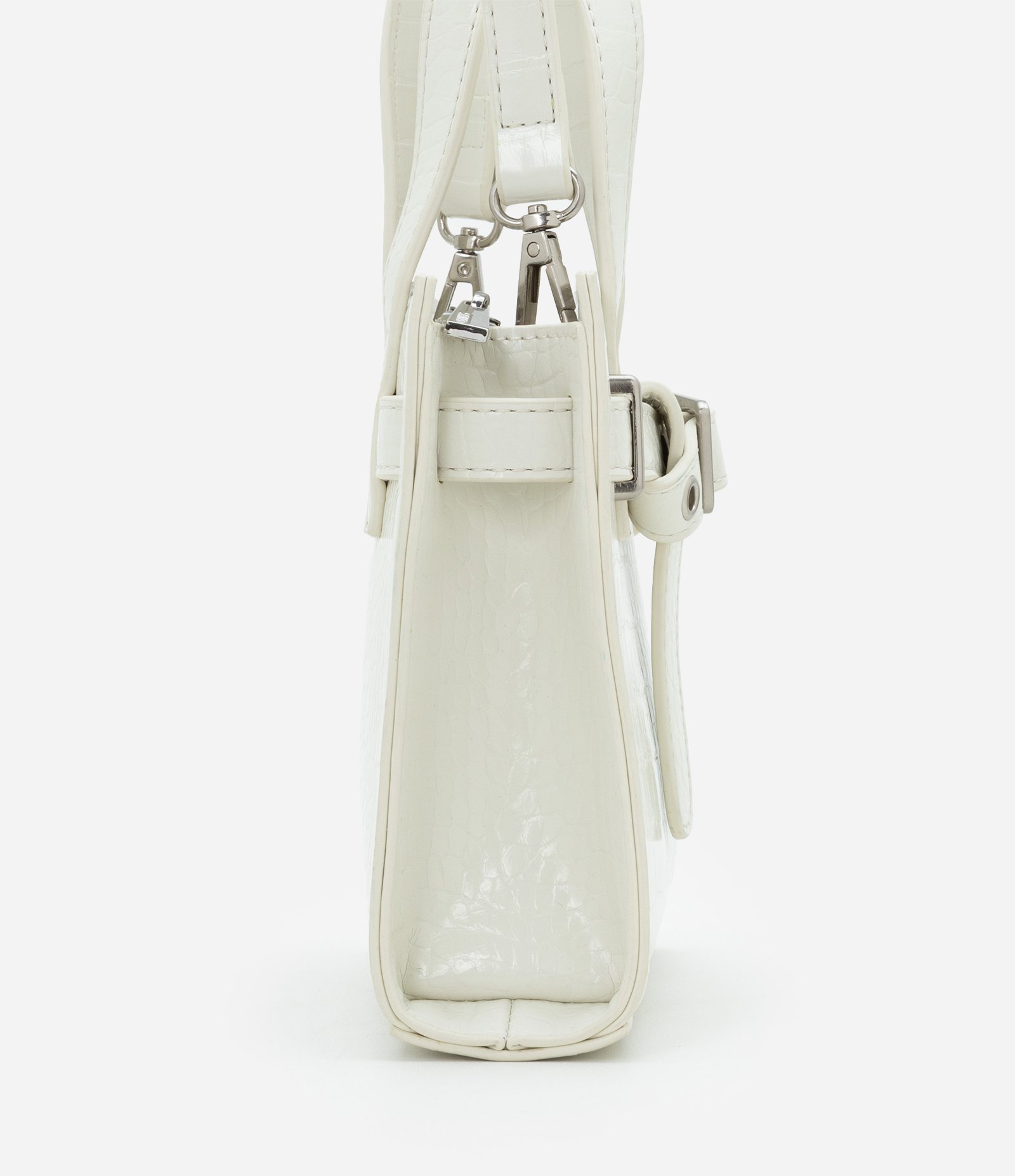 Bolsa Pequena em PU com Detalhe de Fivela Off White 2