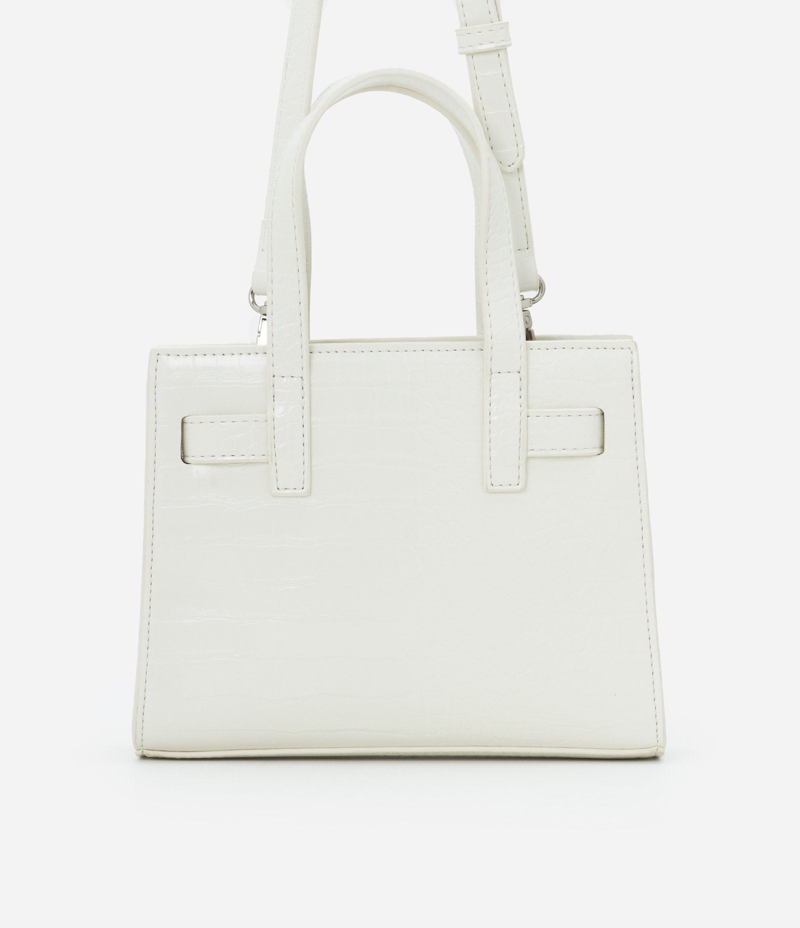 Bolsa Pequena em PU com Detalhe de Fivela Off White 3