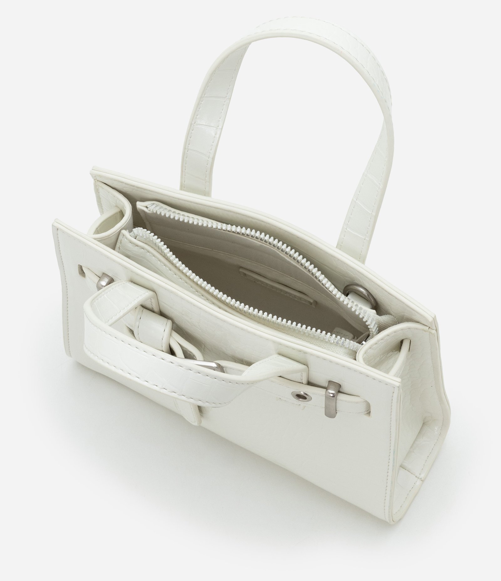 Bolsa Pequena em PU com Detalhe de Fivela Off White 4