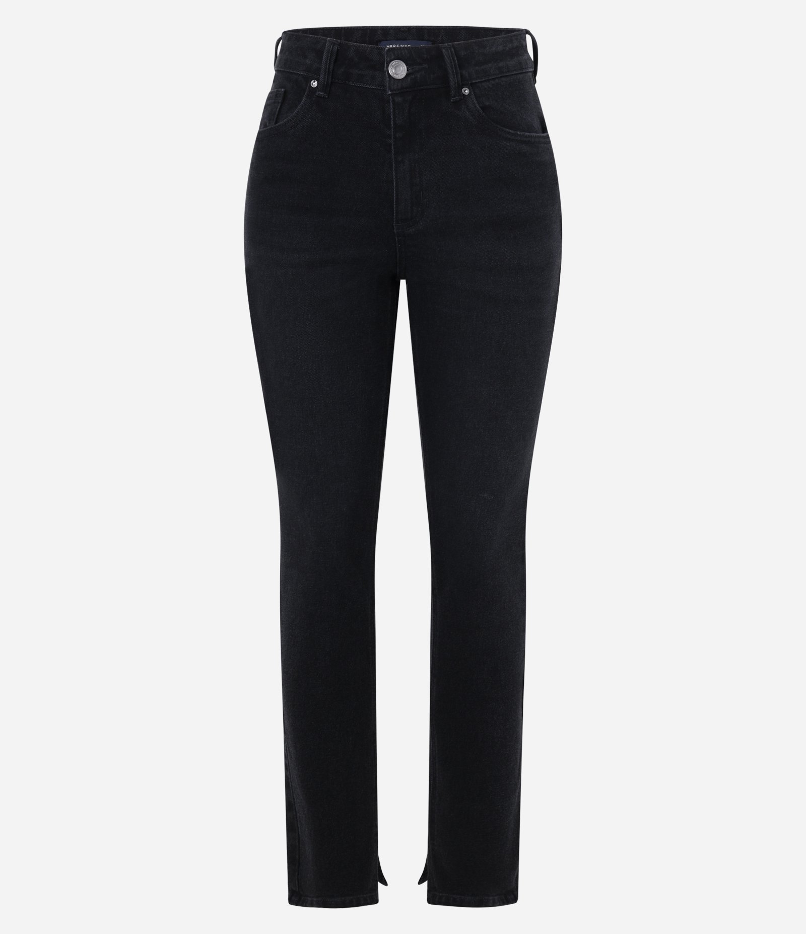 Calça Slim em Jeans com Elastano e Fenda Preto 8