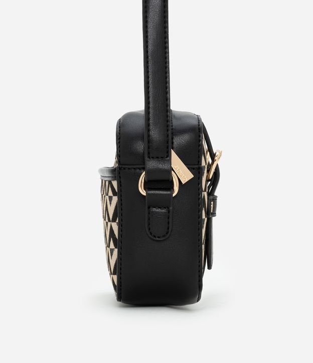 Bolsa Pequena em PU e Jacquard com Estampa Triângulos