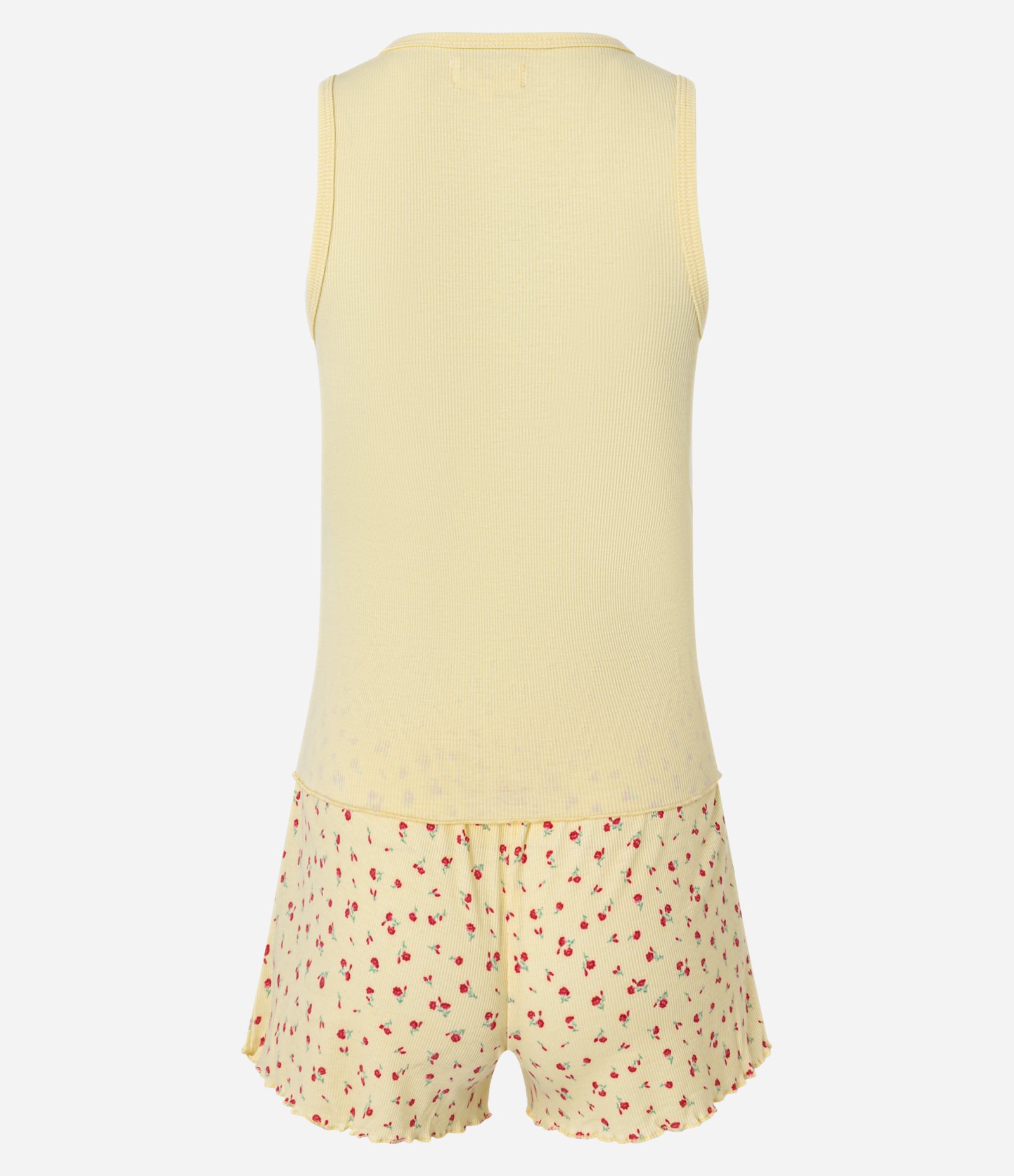 Pijama Short Doll Regata em Ribana com Estampa Floral Amarelo 6