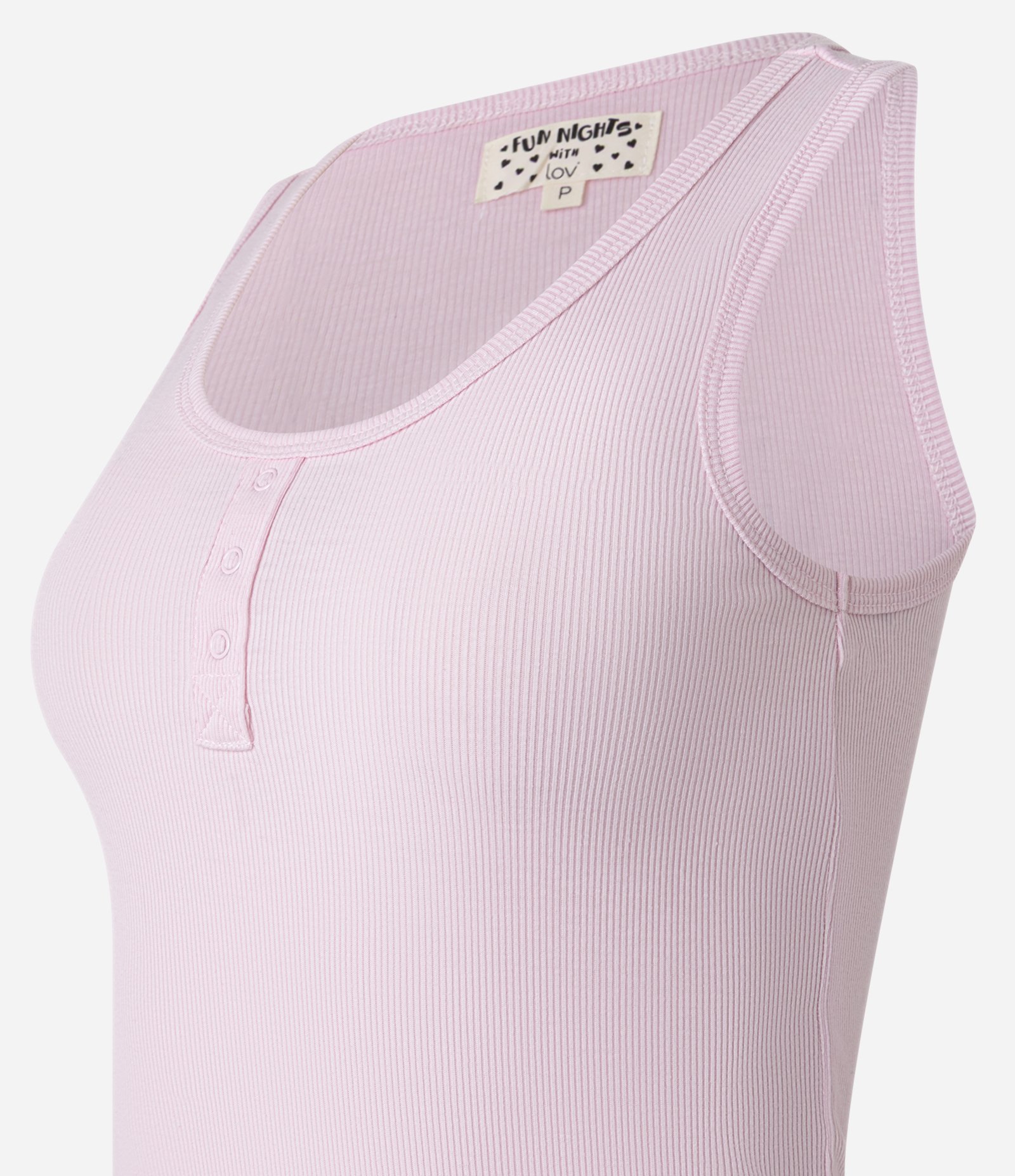 Pijama Short Doll Regata em Ribana com Estampa Geométrica e Corações Rosa 5